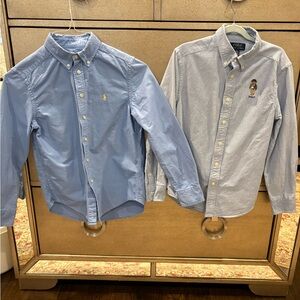 Polo Ralph Lauren Boys Lot of 2 Blue Oxford Button Down Dress Shirts Size 10-12